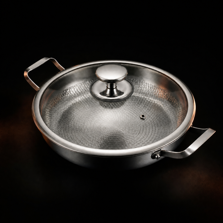 Hand-Hammered Titanium Pan with Two Side Handles