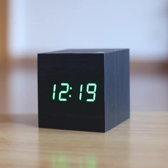 Wooden Digital Clock with LED Display