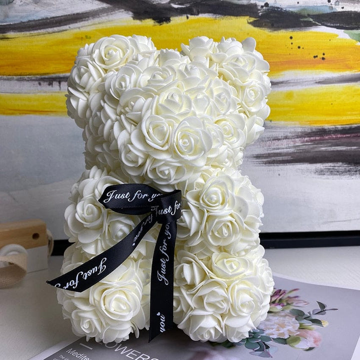 PetalCuddle Everlasting Rose Bear | Romantic Artificial Flower Plush for Mother's Day and Celebrations