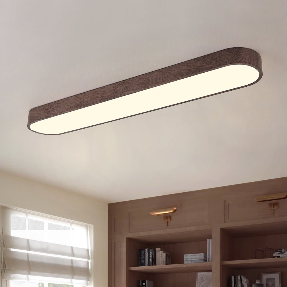 Nordic Glow Oval LED Ceiling Light with Wood Accent