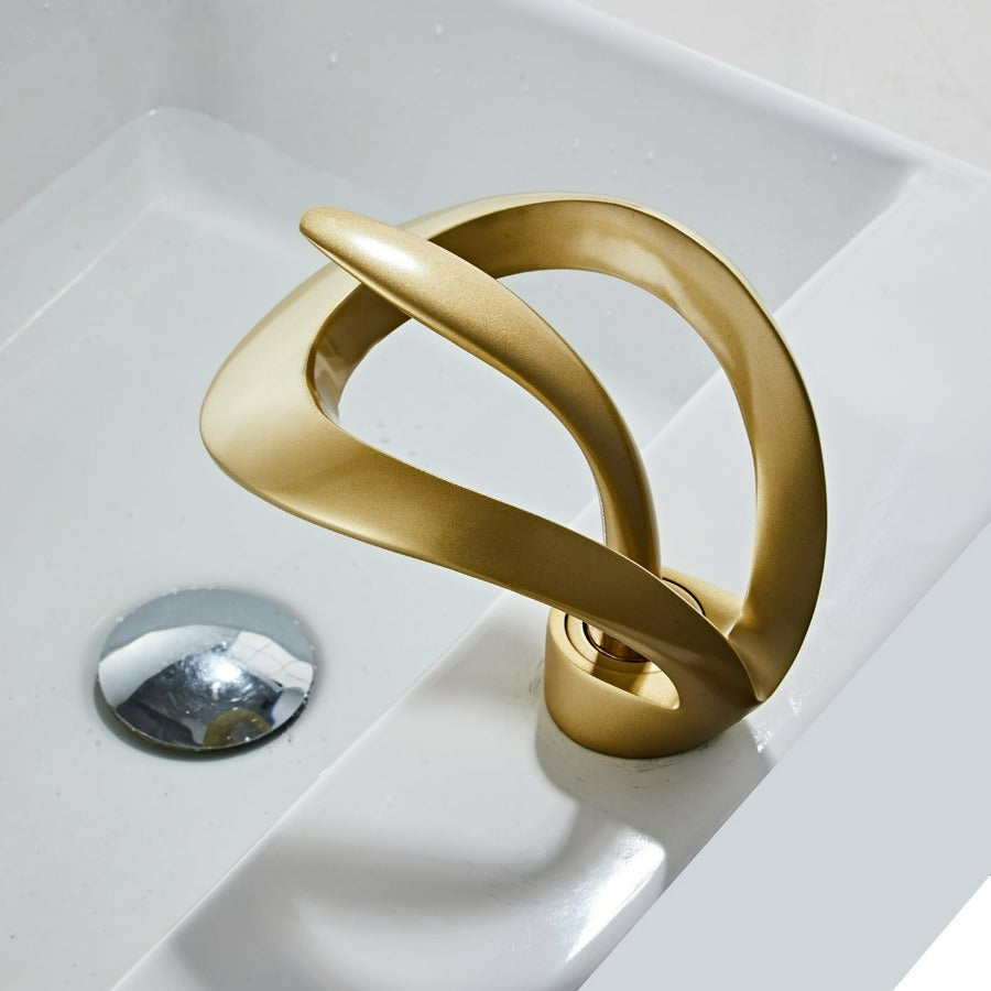 FlowArc – Modern Bathroom Tap with Waterfall Spout and Minimalist Operation