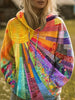 Bohemian multicoloured patchwork hoodie for women