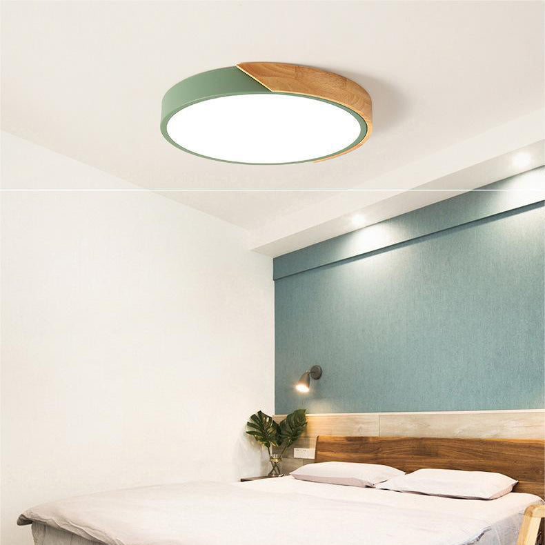 Nordic Macaron Round Wooden Ceiling Lamp