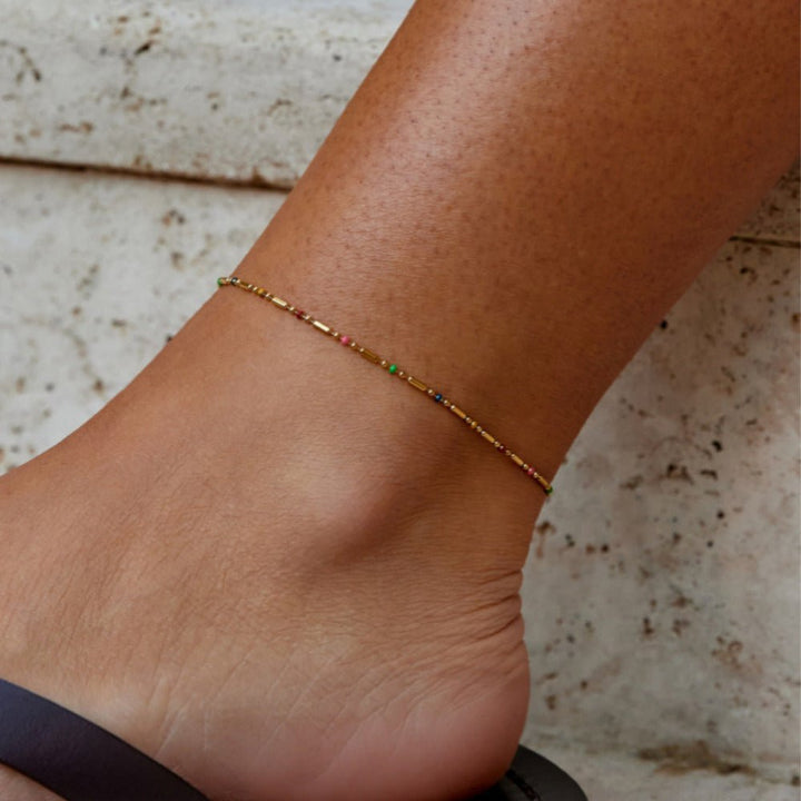 Rainbow Beaded Anklet
