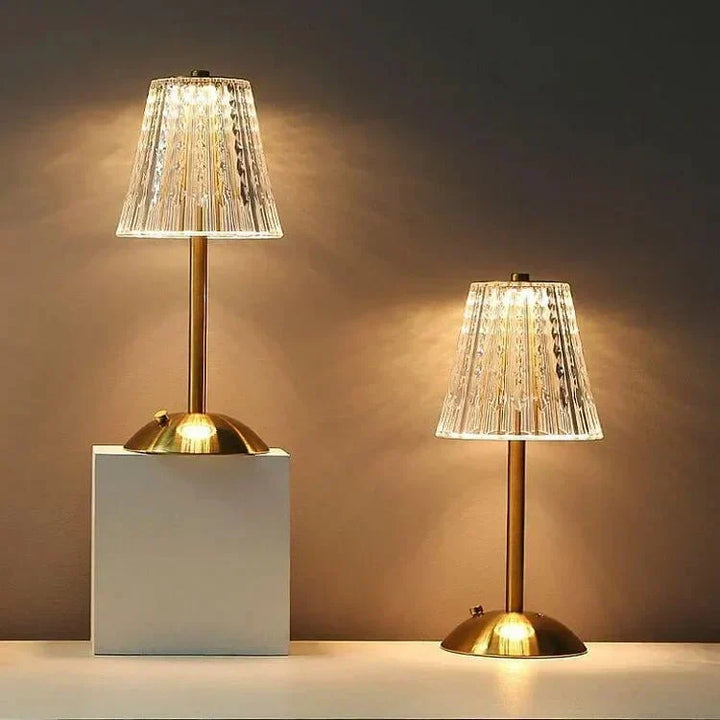 Elegant LED Table Lamp with Crystal Shade and Gold Finish – Touch Switch
