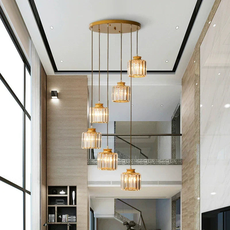 Long Glass Chandelier for Staircases and Entrances
