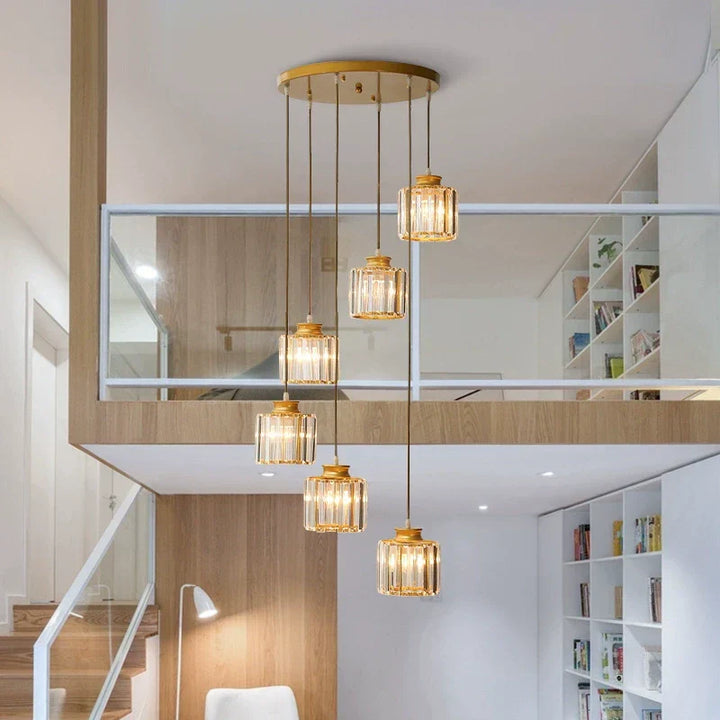 Long Glass Chandelier for Staircases and Entrances