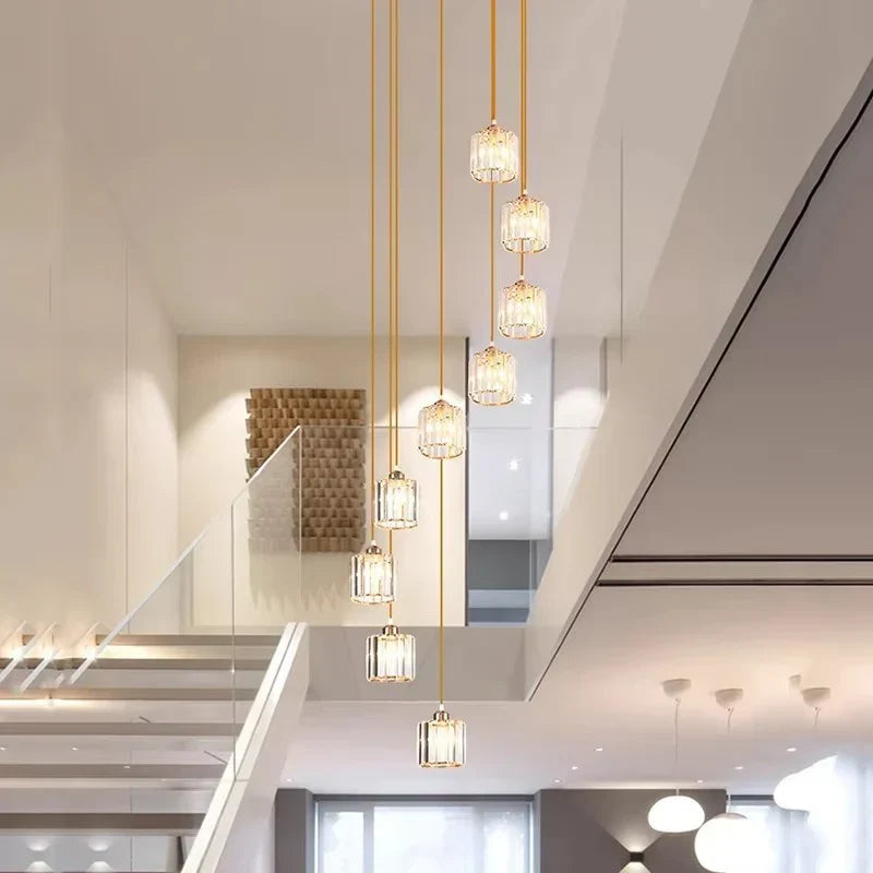 Long Glass Chandelier for Staircases and Entrances