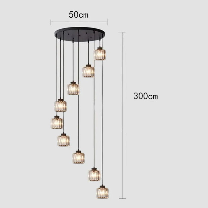 Long Glass Chandelier for Staircases and Entrances