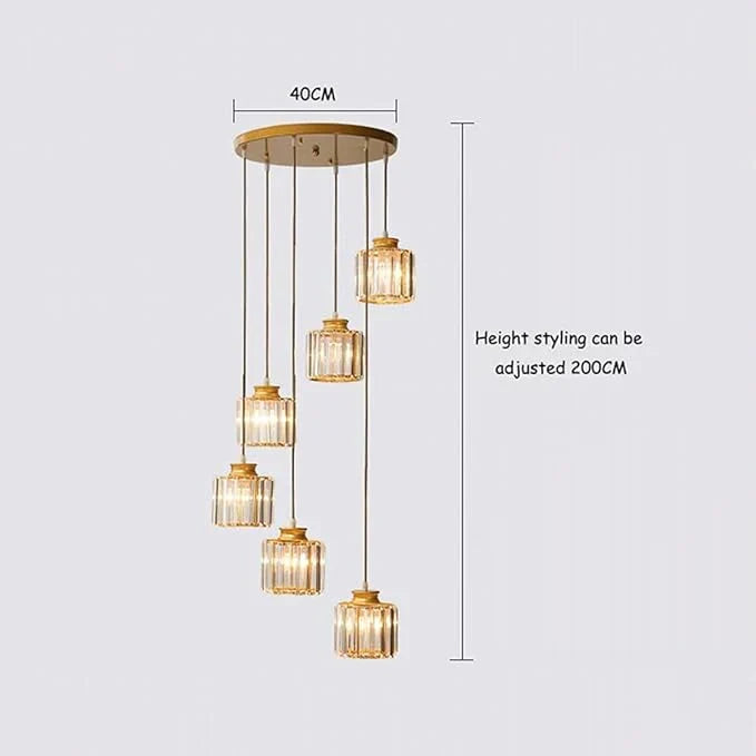Long Glass Chandelier for Staircases and Entrances