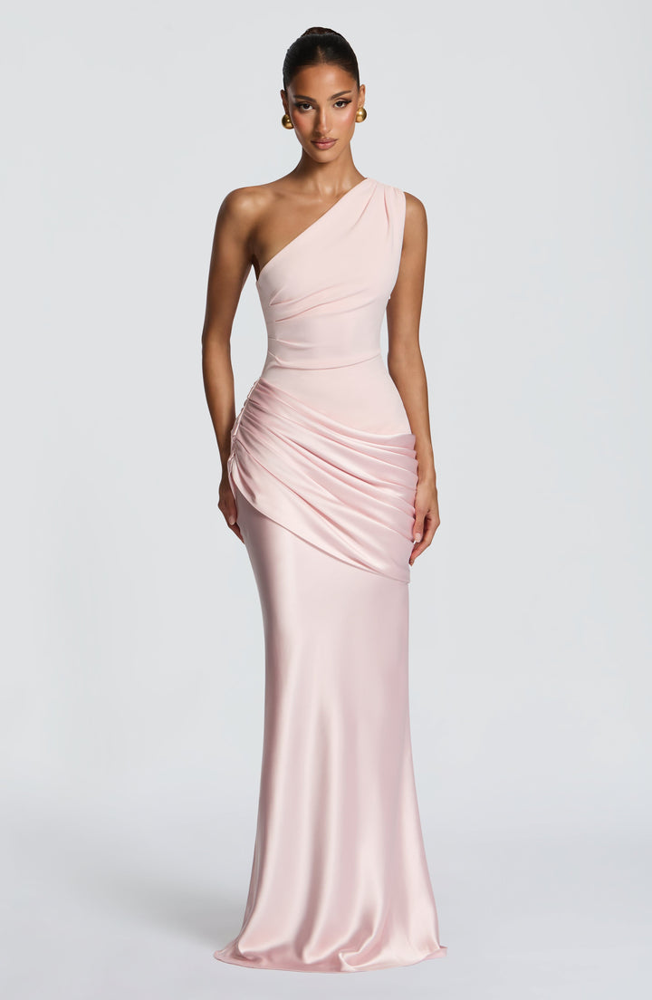Abbey One-Shoulder Satin Maxi Dress