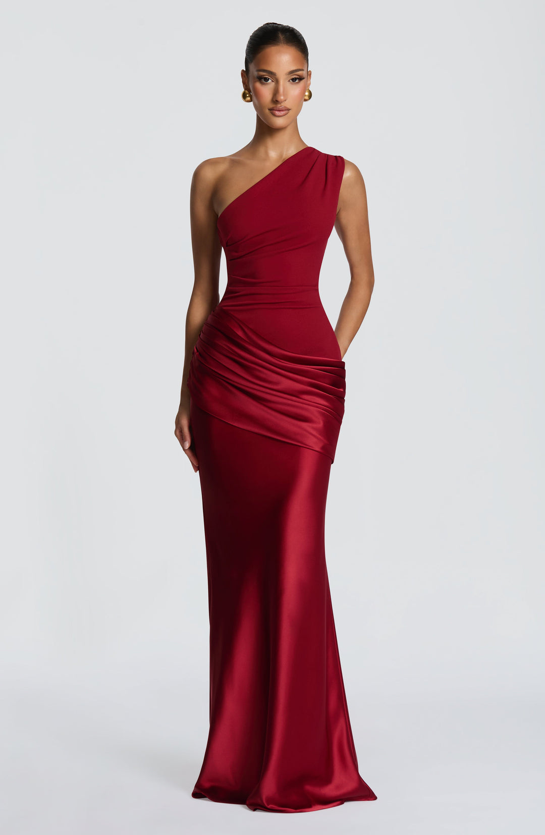 Abbey One-Shoulder Satin Maxi Dress