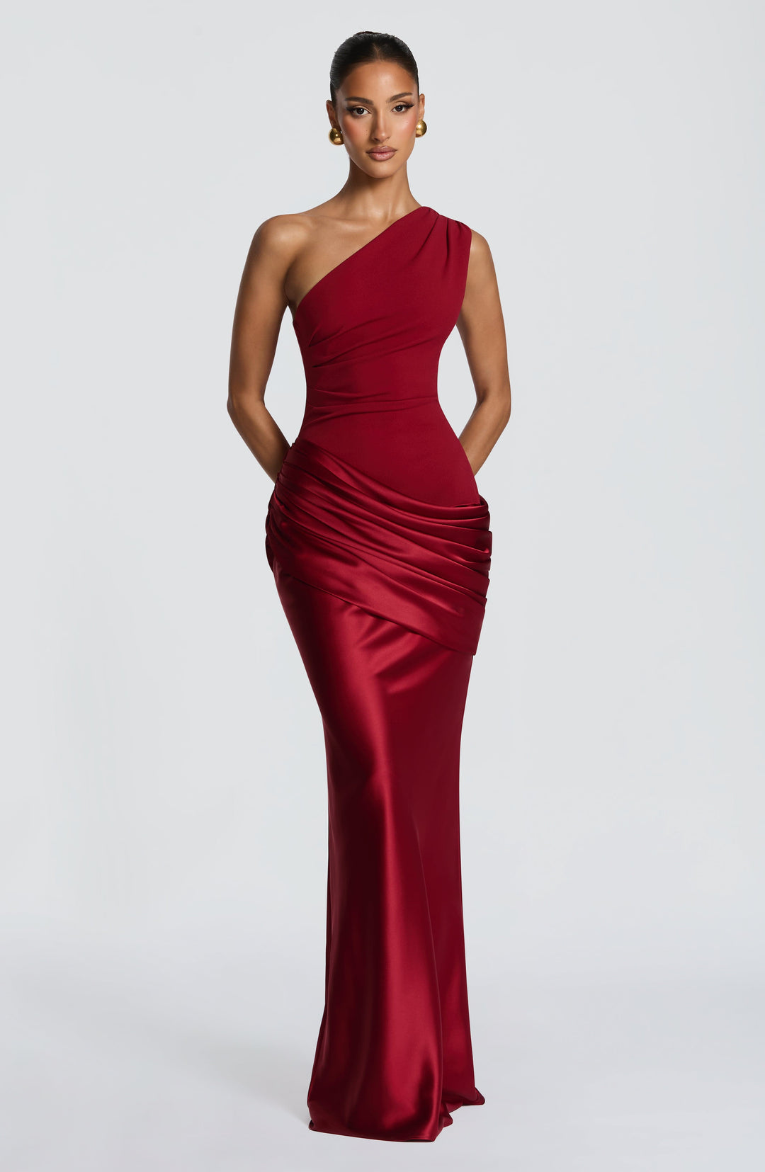 Abbey One-Shoulder Satin Maxi Dress