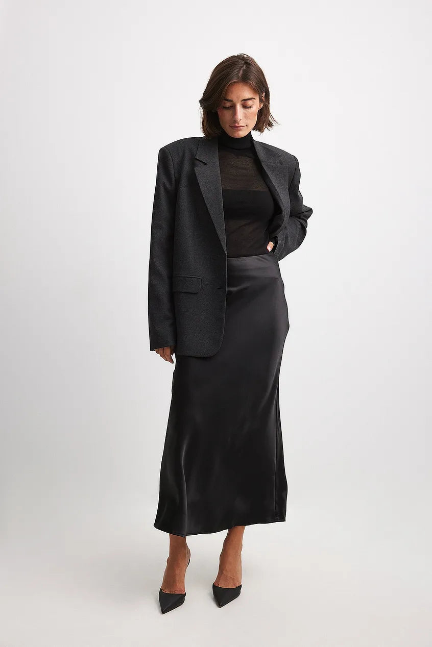 High-Waisted Satin Skirt – Leona
