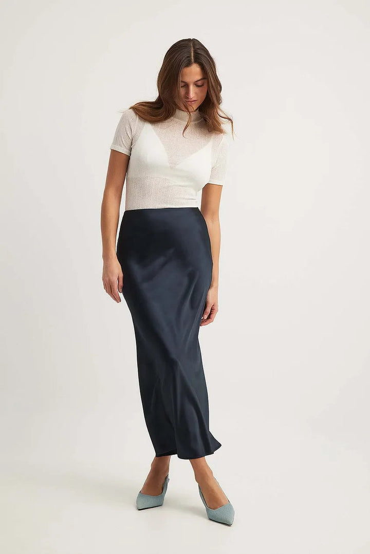 High-Waisted Satin Skirt – Leona