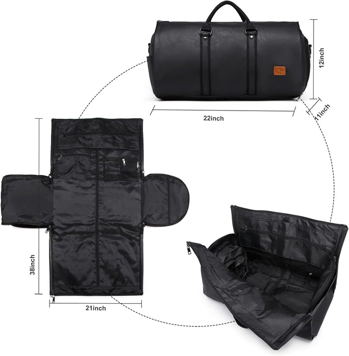Convertible PU Leather Duffel Travel Bag – Cabin Weekend Bag
