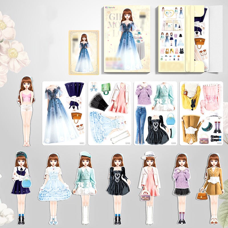 Magnetic Dress-Up Dolls Set for Children with Outfits and Storage Box