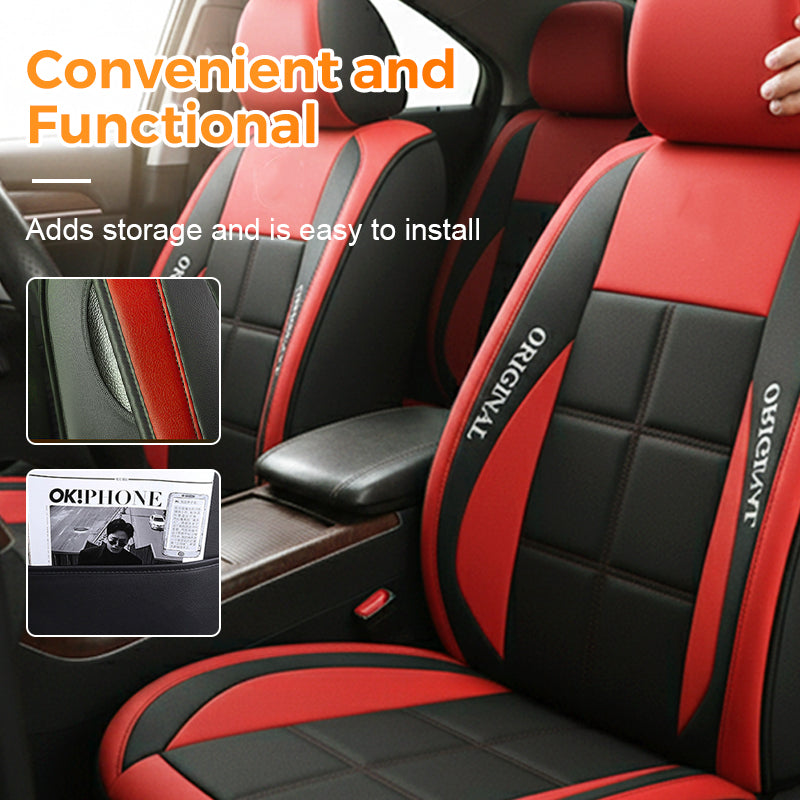 Car Front Seat Covers, 2-Piece PU Leather Set with Universal Fit