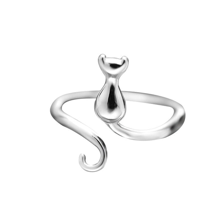 Stainless steel cute cat ring