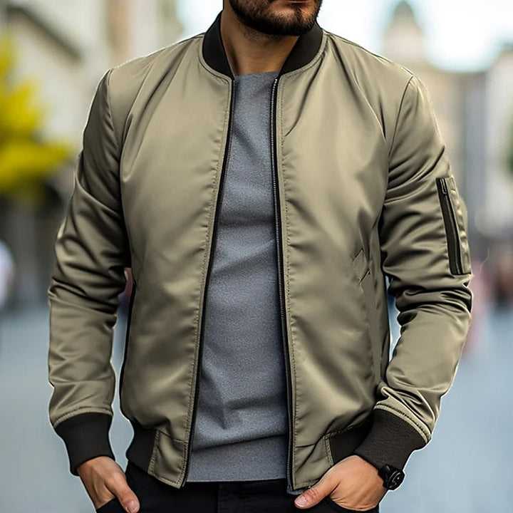 Men's Leather Bomber Jacket - Stylish and Breathable