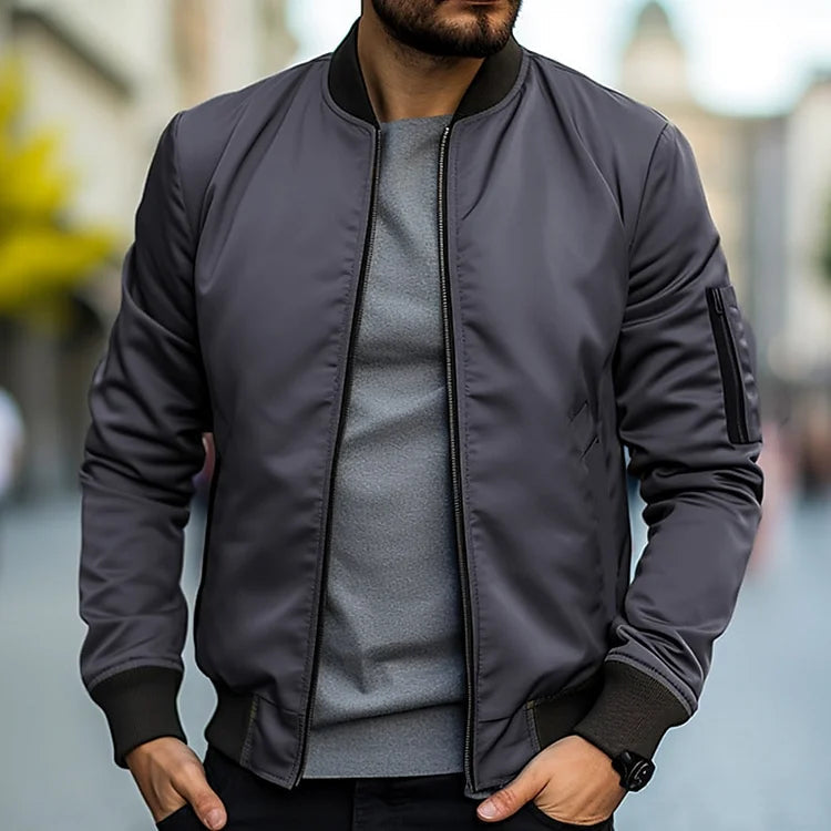 Men's Leather Bomber Jacket - Stylish and Breathable