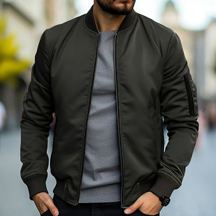 Men's Leather Bomber Jacket - Stylish and Breathable
