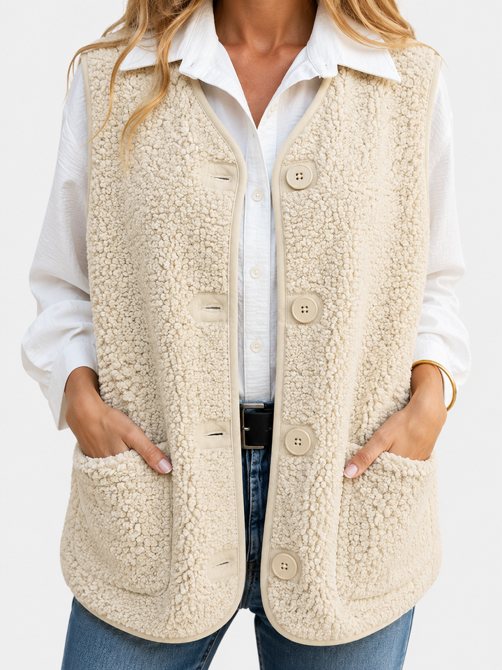 Women's Teddy Plush Button-Up Gilet