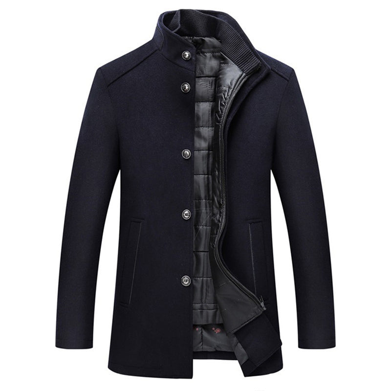 Wool Windproof Striped Men's Coat - Logan