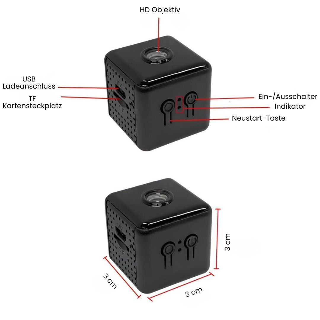 Überwachungskamera für innen und außen | Mini-WLAN-Kamera mit Live-Übertragung aufs Handy | Kabellos und kompakt | MiniGuardiano
