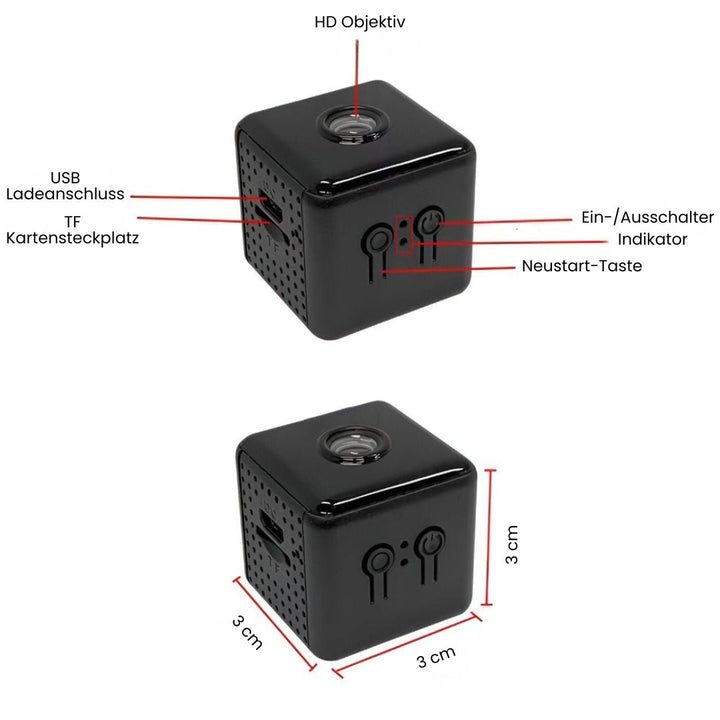 Überwachungskamera für innen und außen | Mini-WLAN-Kamera mit Live-Übertragung aufs Handy | Kabellos und kompakt | MiniGuardiano