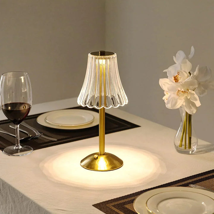 Elegant LED Table Lamp with Crystal Shade and Gold Finish – Touch Switch