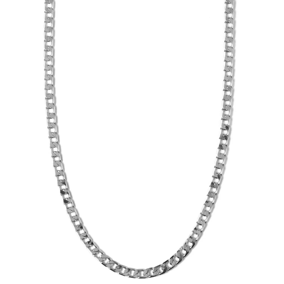 Elegant flat link necklace in white gold