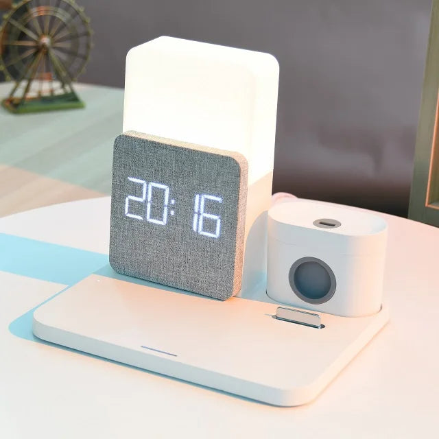Multi-Function Wireless Charging Station – Includes Lamp and Alarm Clock