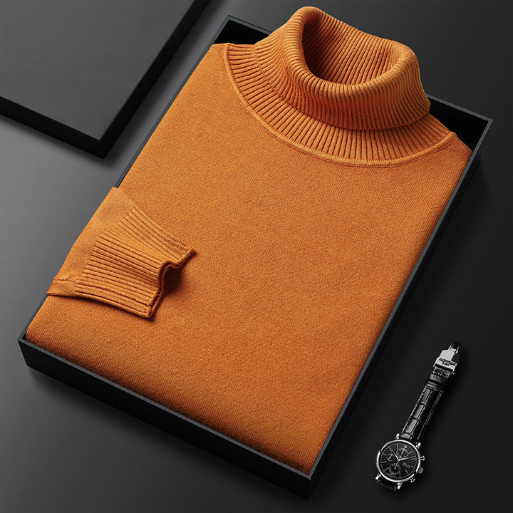 Men's cashmere-blend roll-neck jumper with ribbed trim
