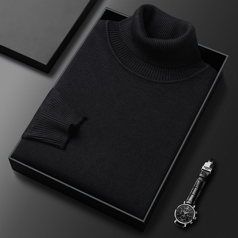 Men's cashmere-blend roll-neck jumper with ribbed trim