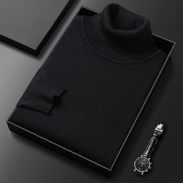Men's cashmere-blend roll-neck jumper with ribbed trim