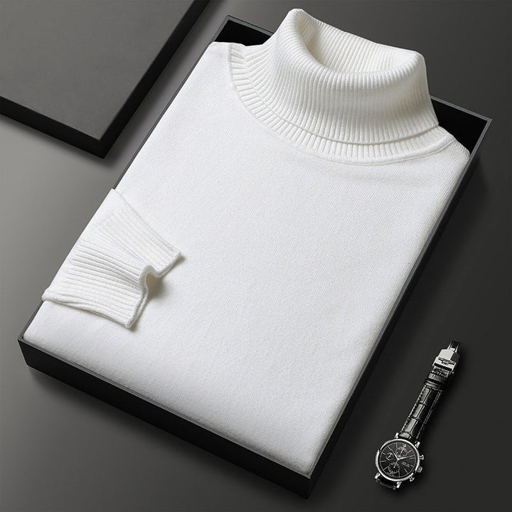 Men's cashmere-blend roll-neck jumper with ribbed trim