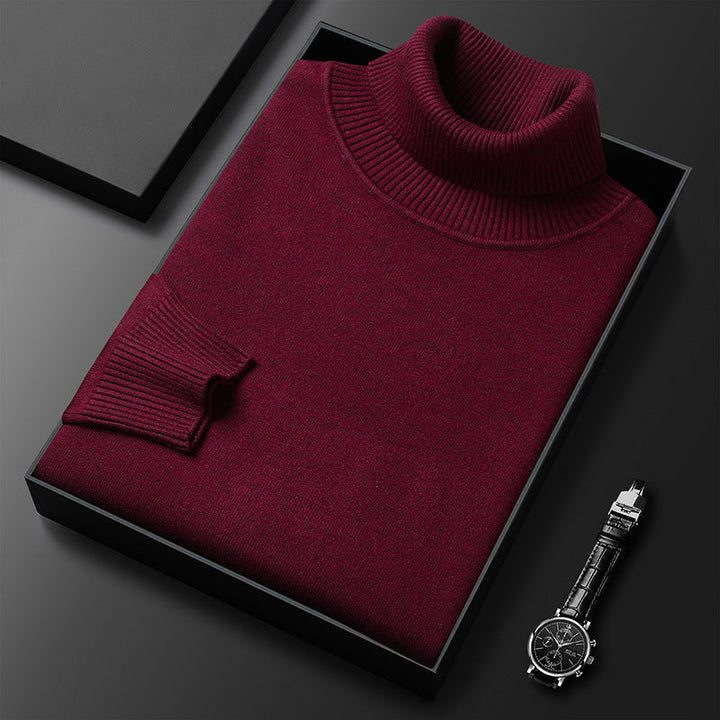 Men's cashmere-blend roll-neck jumper with ribbed trim