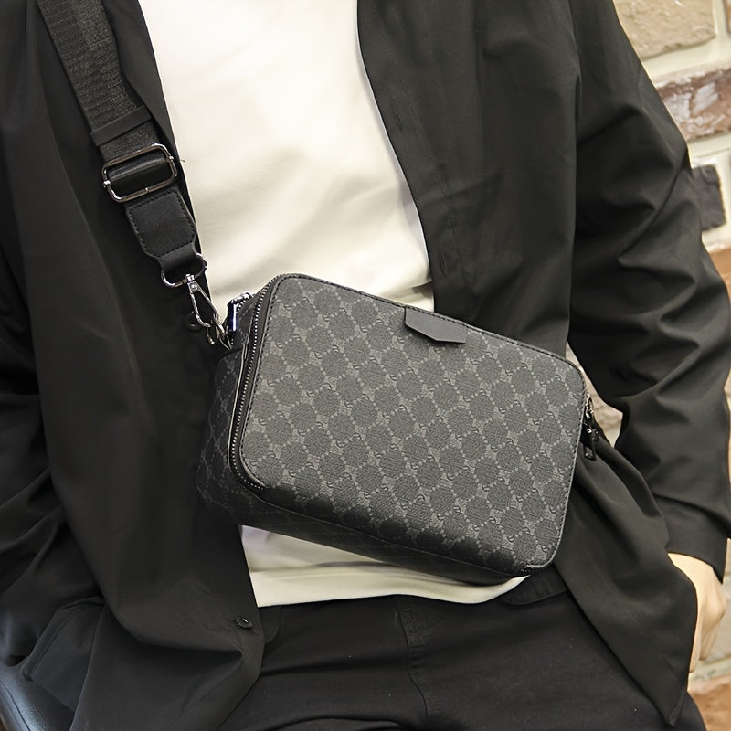 Men's Crossbody Bag | Streetstyle | Check Design | Black