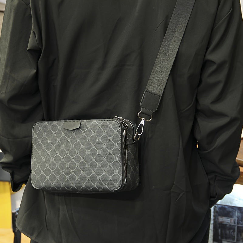 Men's Crossbody Bag | Streetstyle | Check Design | Black