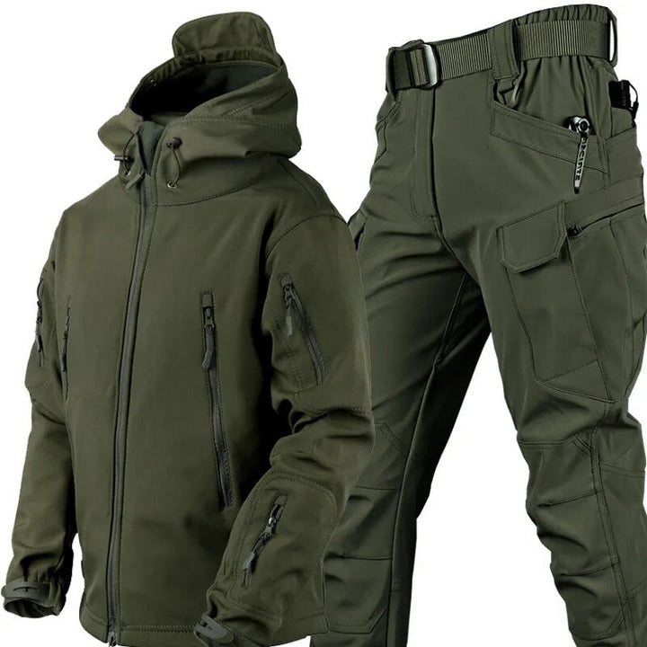 Waterproof Windproof Fleece-Lined Outdoor Jacket and Trousers Set