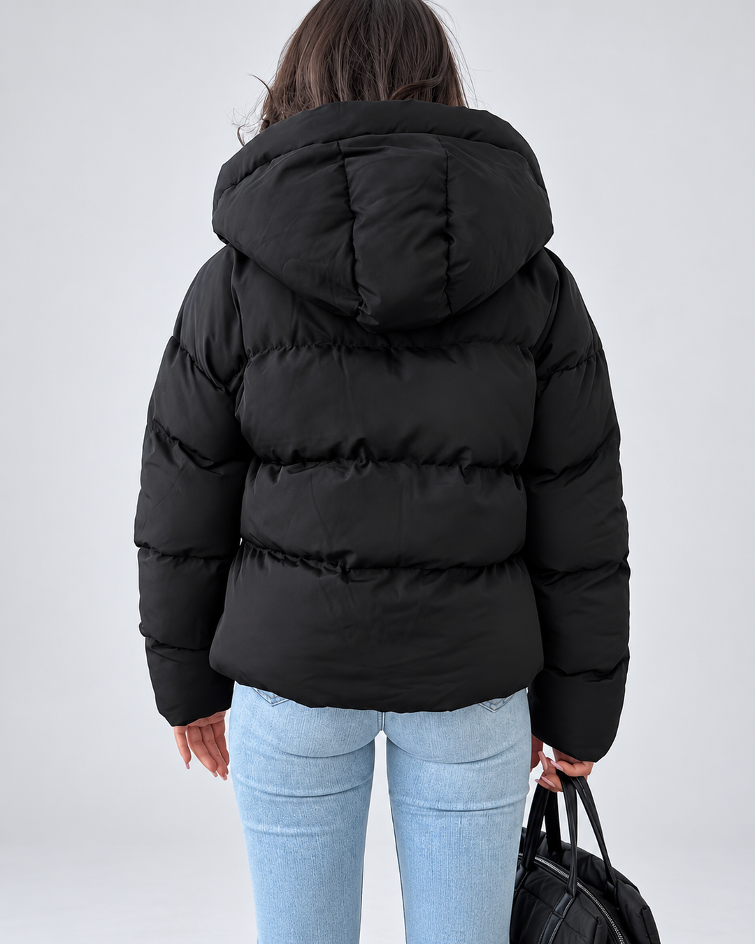 Women's Oversized Quilted Puffer Jacket with Hood and Zip